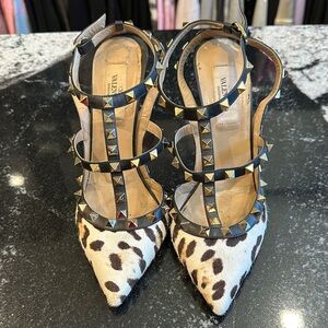 Valentino Black and White Rockstud Heels